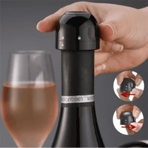 Tapón sellador para vino Apon, con sistema de bomba y símbolo de candado.