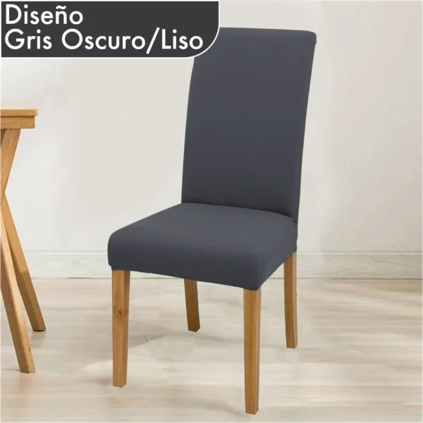 Forro gris oscuro liso para silla de comedor, protege y decora.