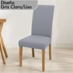 Forro gris claro liso para silla de comedor, diseño individual y elegante.