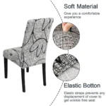 Forro protector para silla de comedor con estampado floral y diseño elástico.