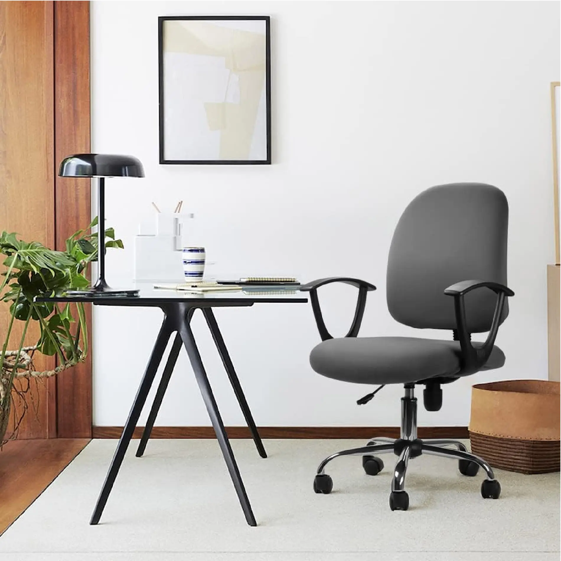 Forros protectores para asiento de silla de oficina gris, set x2.