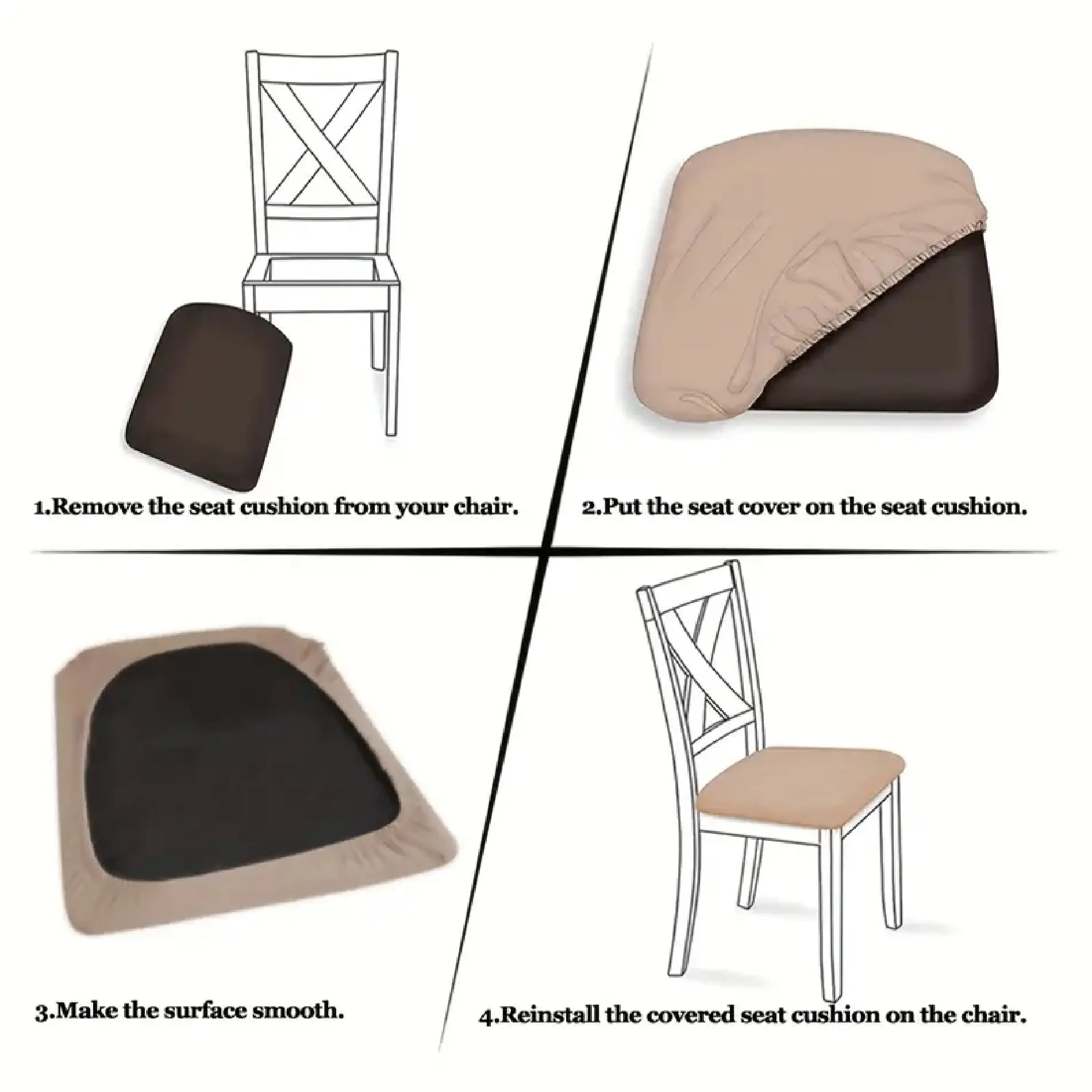 Forro protector de asiento de silla beige con diseño elegante.
