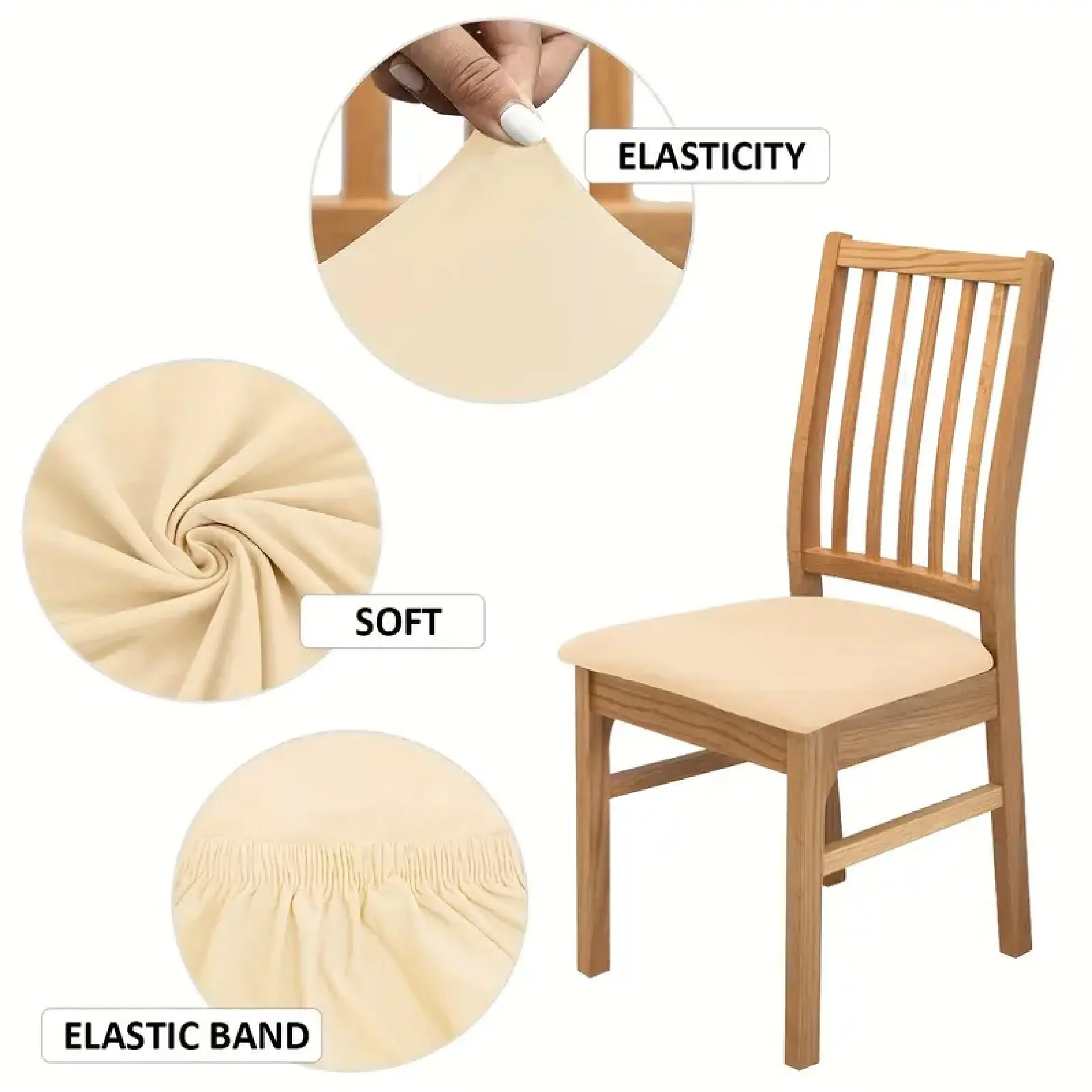 Forro protector beige elástico para asiento de silla, set x2.
