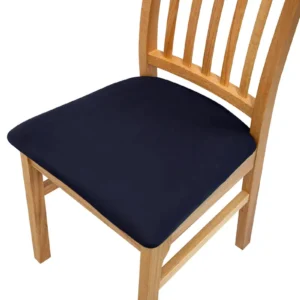 Set de 2 forros protectores para asiento de silla de madera, color azul oscuro.