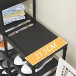 Zapatero de 3 niveles con diseño abierto y divisor de altura 21.5cm para organizar zapatos y otros artículos.