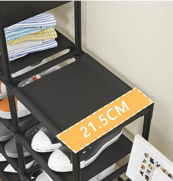 Zapatero de 3 niveles con diseño abierto y divisor de altura 21.5cm para organizar zapatos y otros artículos.
