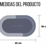 Tapete antideslizante gris absorbente de 60x40 cm con diseño moderno y la palabra "HOME".