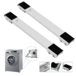 Base ajustable para lavadora/nevera/mueble con ruedas, fácil movilidad.