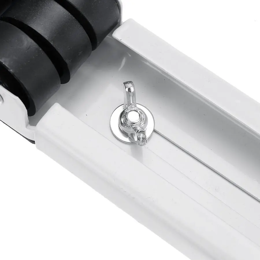 Base para lavadora/nevera con ruedas y perno de sujeción, soporte metálico blanco.