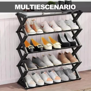 Zapatero organizador x 5 niveles, con zapatillas, tacones y zapatos formales.