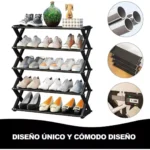 Organizador de zapatos de 5 niveles, estante X, para guardar calzado y objetos.