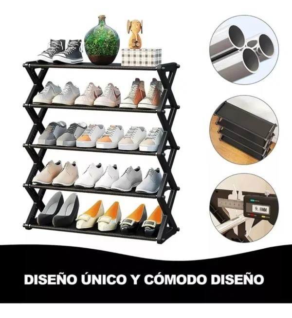 Organizador de zapatos de 5 niveles, estante X, para guardar calzado y objetos.