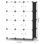 Armario organizador de 3 cuerpos con 12 compartimentos blancos y diseño lateral floral.