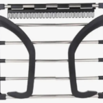 Tendedero A2503-473 de ropa plegable con perchas integradas y barras horizontales.