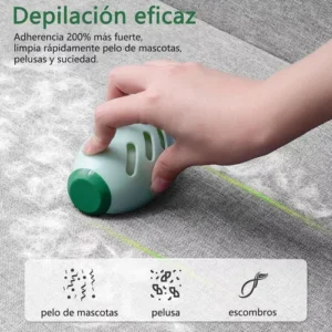 Quitapelos lavable y reutilizable removiendo pelusa y suciedad de sofá.
