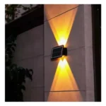 Lámpara solar de pared para exterior, ilumina hacia arriba y abajo, con panel solar integrado.