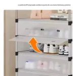 Estante organizador de zapatos con cajones transparentes y diseño que protege del polvo.