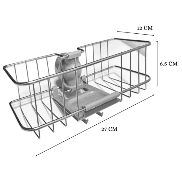 Estante organizador de grifo metálico para cocina y baño, 27x12x6.5 cm