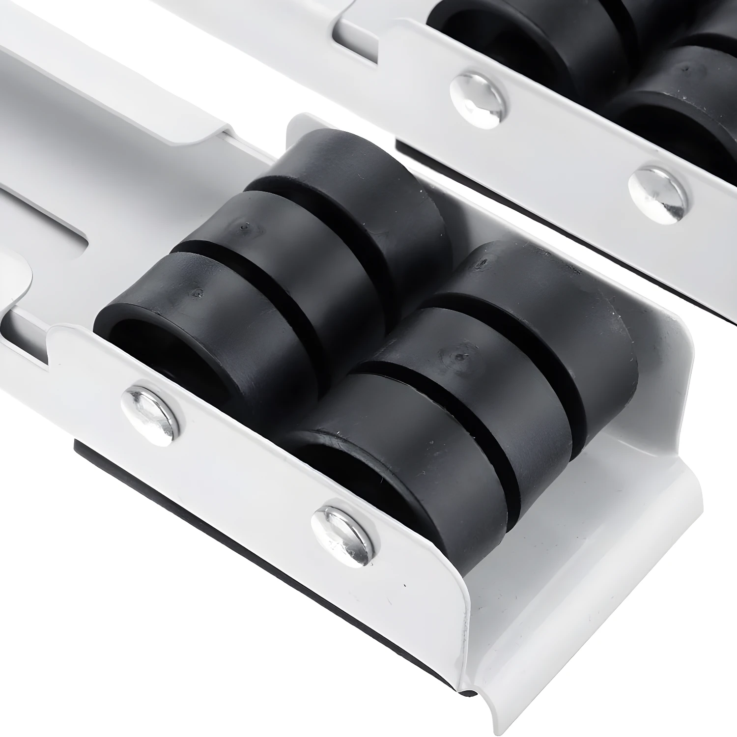 Base rodante ajustable para lavadora, nevera o mueble, con ruedas negras.