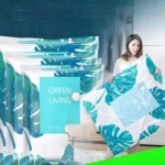 Set x2 bolsas compresión cobijas 100x80, diseño hojas verdes, para ahorro de espacio.