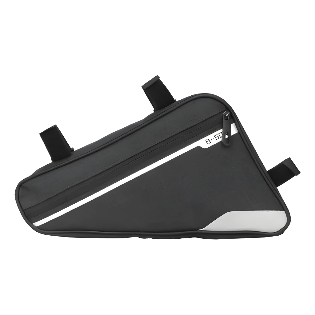 Bolso multipropósito para bicicleta, estuche triangular negro con detalles reflectantes y logo 8-50.