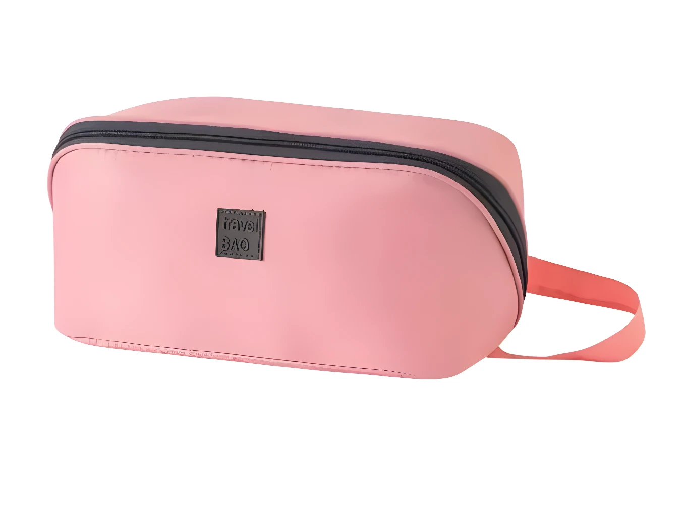 Bolso organizador de ropa interior para viaje color rosa con placa "travel bag".