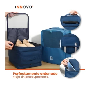 Set x2 bolsos organizadores de viaje azul para zapatos, mantiene todo en orden.
