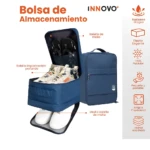 Bolso organizador de viaje azul para zapatos: dos compartimentos, diseño elegante y compacto.