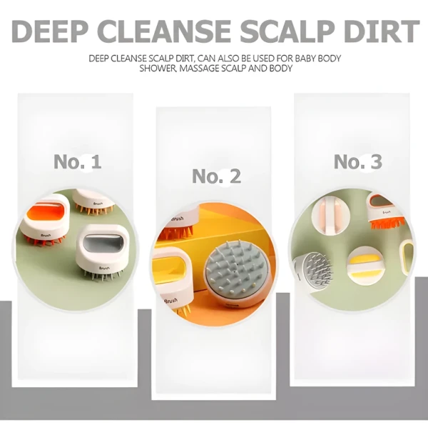 Cepillo de silicona para shampoo, ideal para limpieza profunda de cuero cabelludo y cuerpo.