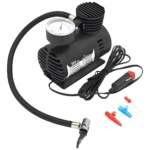 Compresor de aire para vehículo 197 PSI con manómetro y adaptadores para inflado.