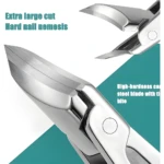 Cortaúñas para uñas encarnadas, angulado, con cuchillas de acero de alta dureza.