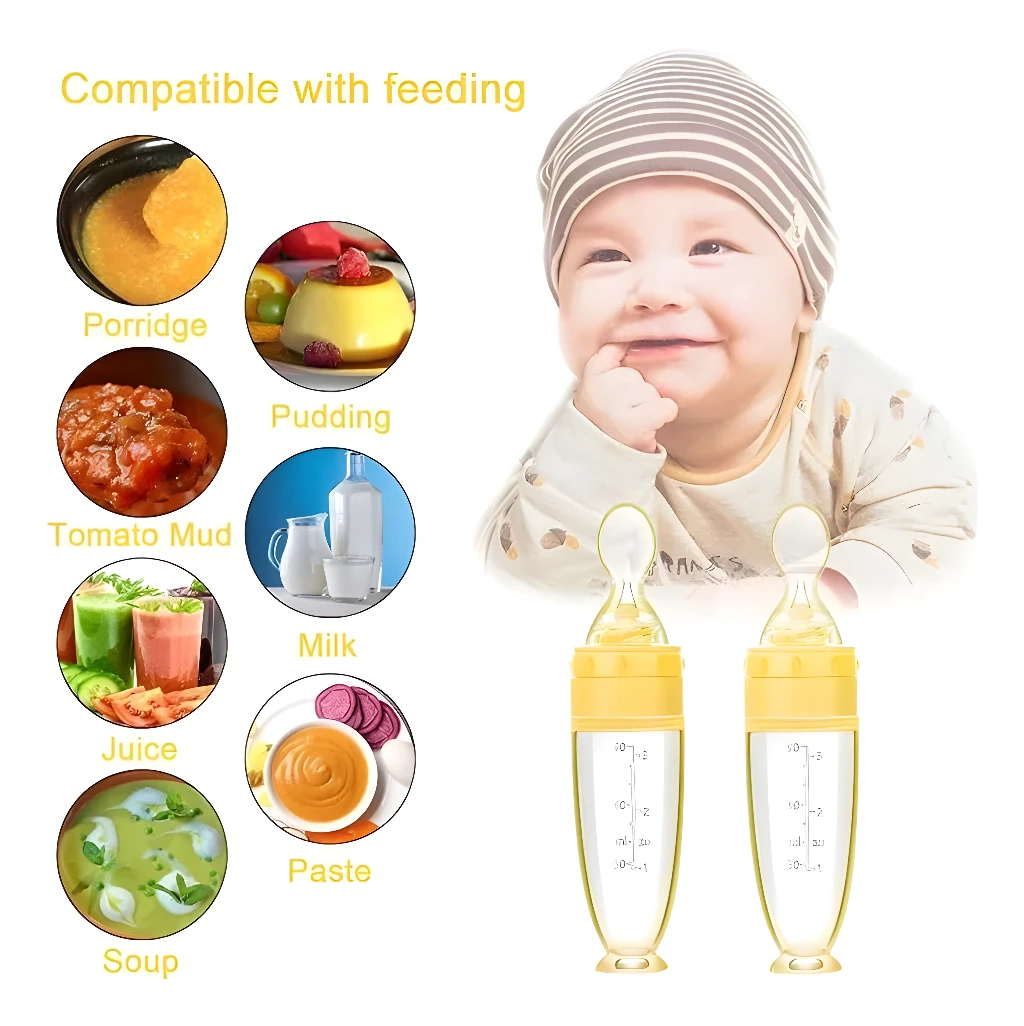 Set x3 Cuchara Biberón Papillas Bebé: Porridge, Pudding, Tomate, Leche, Jugo, Pasta, Sopa.