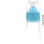 Cuchara biberón azul para papillas de bebé, 20cm de alto, 5.5cm de ancho.