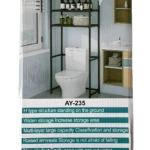 Estante organizador para baño con estructura en H y múltiples niveles de almacenamiento para lavadora.