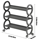 Estante para zapatos de 3 niveles con ruedas, organizador de almacenamiento negro, medidas 46x20x56cm.