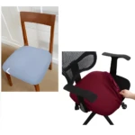Forro protector para asiento de silla de comedor azul claro y de oficina burdeo, set x2.