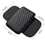 Funda de cojín para reposabrazos de carro en cuero negro acolchado, 31.4 x 20 cm.