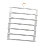 Colgador de ropa 6 en 1 ahorrador de espacio, organizador de armario para pantalones y toallas.