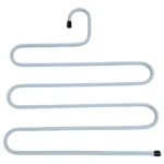 Colgador de pantalones gris de 5 niveles para organizar ropa y ahorrar espacio.