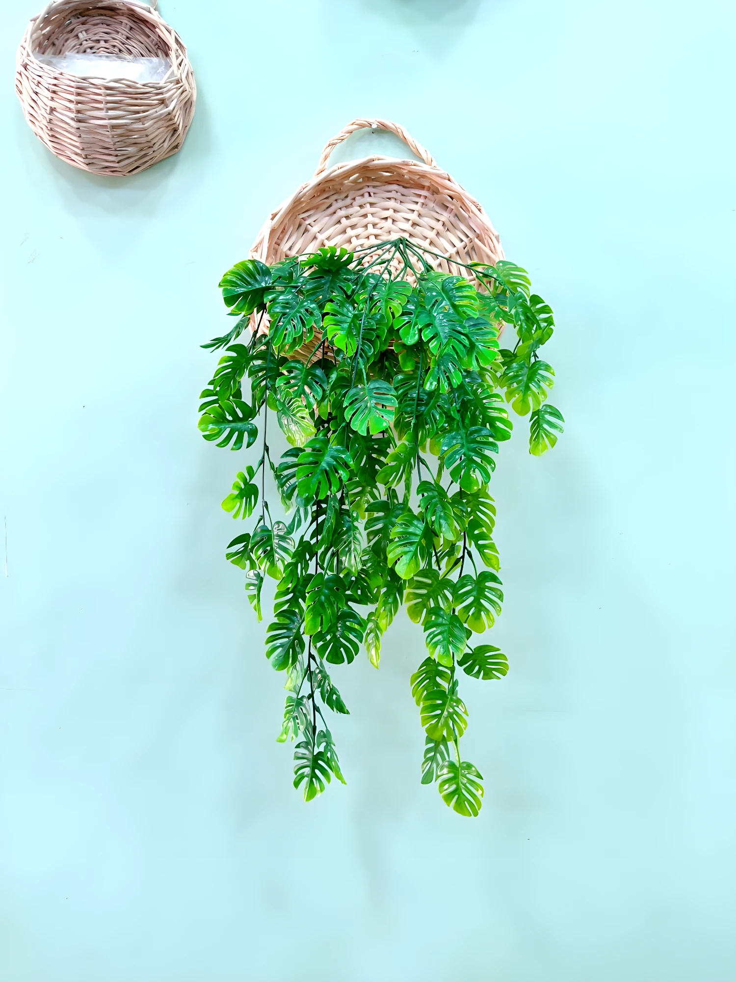 Helecho colgante decorativo artificial, verde, dos unidades, perfecto para interior