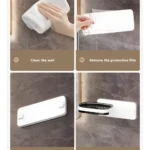 Jabonera doble nivel con repisa de drenaje adherible a la pared para baño y ducha.