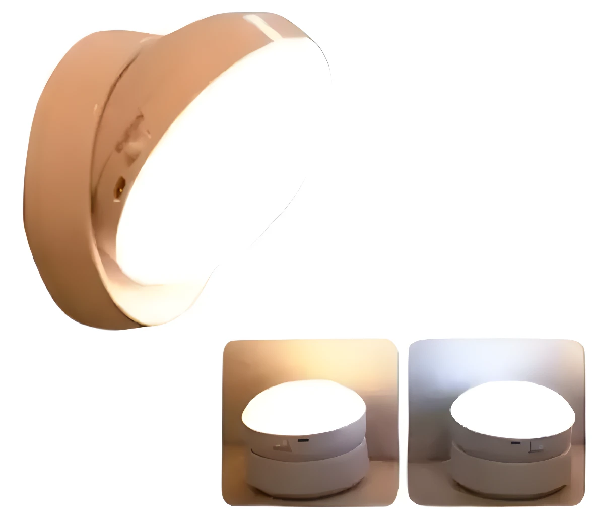 Lámpara LED con sensor, rotación 360, recargable, luz cálida y fría.