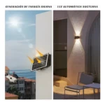 Lámpara solar de jardín: carga diurna con panel y luz automática nocturna.