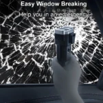 Linterna con martillo de seguridad para romper ventanas en emergencias.