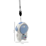Mini ventilador portátil con forma de astronauta, 9 cm de alto, 7 cm de ancho, ideal para llevar.