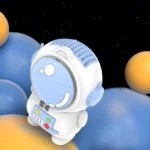 Mini ventilador portátil con diseño de astronauta, ideal para llevar a cualquier lugar.