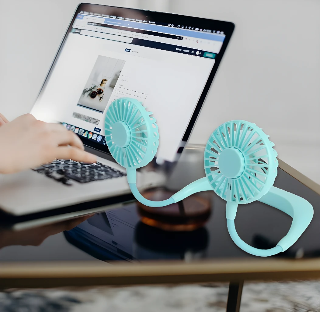 Mini ventilador de cuello colgante de 3 velocidades, manos libres, portátil, para exteriores.