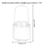 Organizador de maquillaje con tapa, 24cm alto, 12.5cm ancho, para brochas de hasta 20cm.