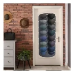 Set x2 organizador perchero para gorras colgado en puerta blanca, ideal para guardar y exhibir sombreros.