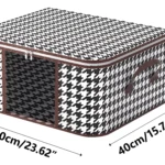 Organizador de sábanas y cobijas estampado pata de gallo, 60cm x 40cm x 30cm.